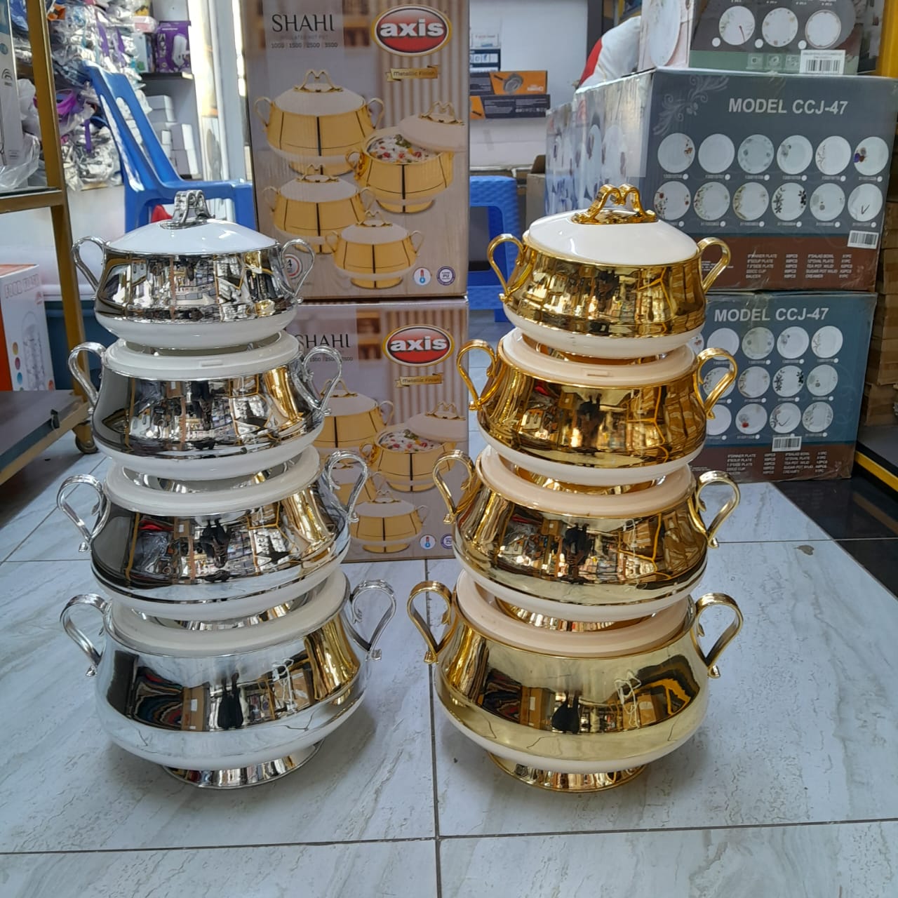 Shahi 4pcs Insulated Stainless Steel Hotpots Serving Dish Hot Pot Sereware Set Casserole Hotpot ( 1000, 1500, 2500 and 3500ML)