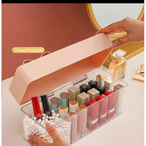 Transparent Lipstick Storage Box Makeup Organizer Cosmetic Holder Makeup Tools Storage Pearls Box Brush Accessory Organizer Box