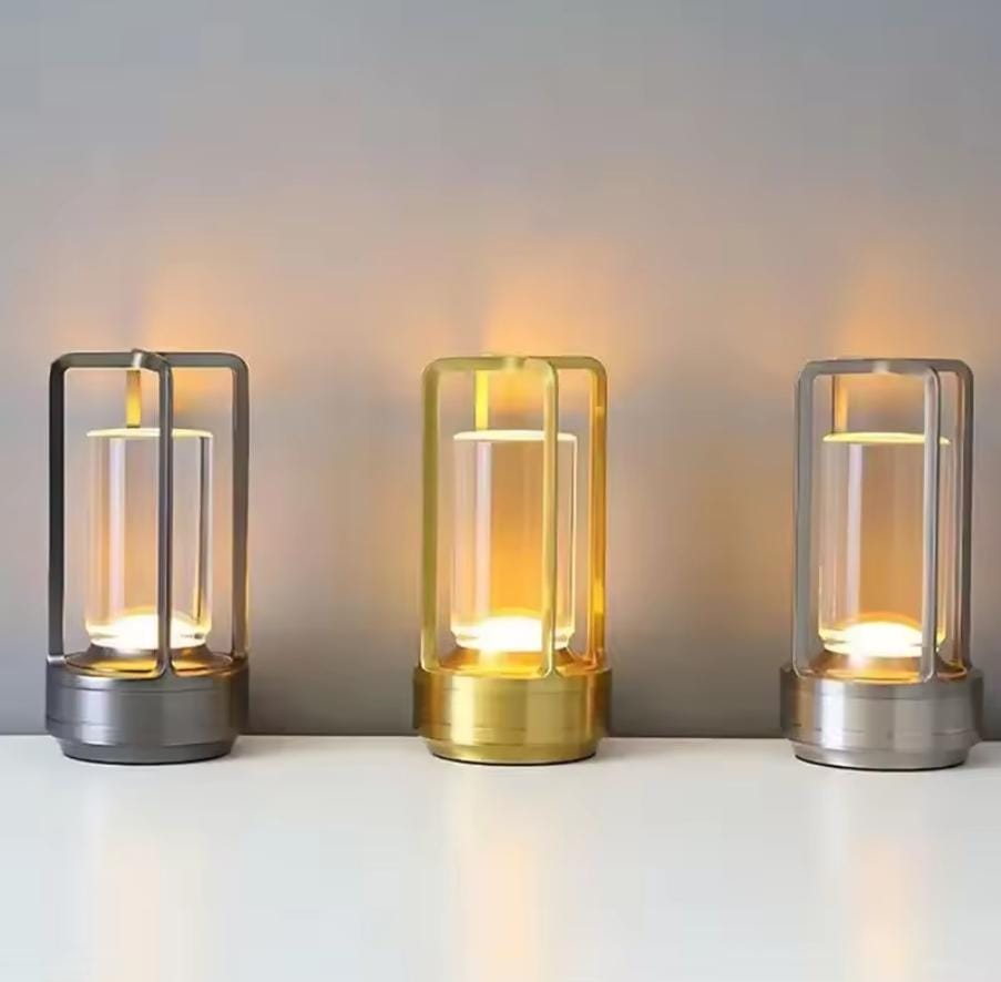 Stemless dimmable table lamp change and rechargeable