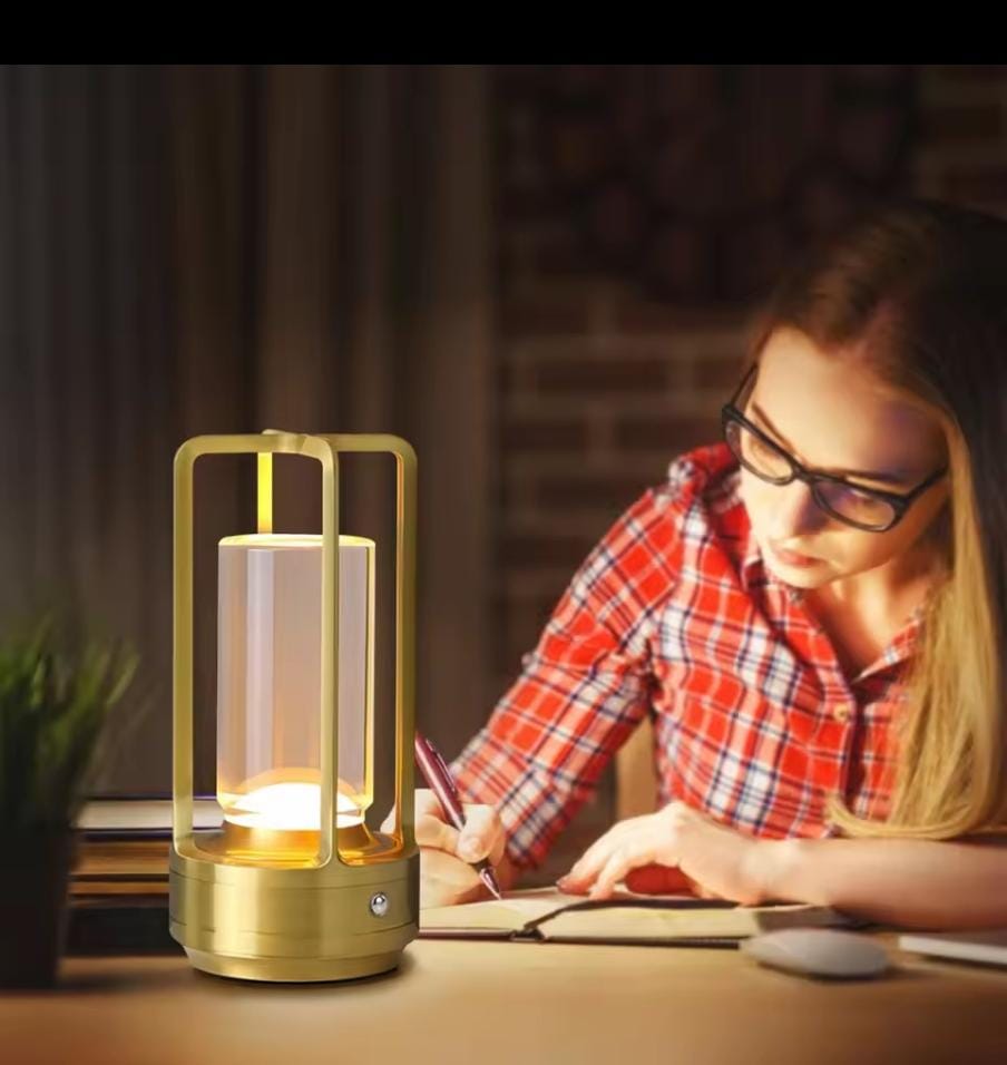 Stemless dimmable table lamp change and rechargeable