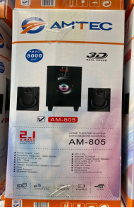 Amtec AM-805 2.1CH Home Theatre System 8000W, USB/SD/FM, Powerful Bass Remote Control 1 Year Warranty