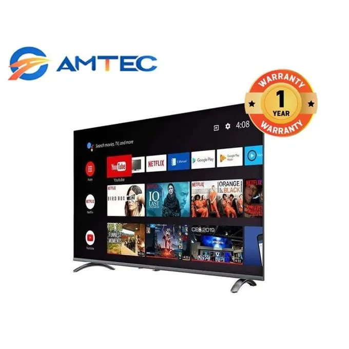 Amtec  55L12 55 Inch UHD Smart Android Frameless 4K Tv Youtube,Netflix,Bluetooth HDMI,VGA,USB