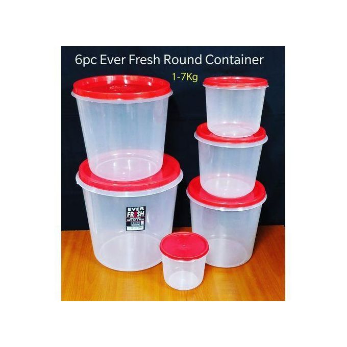 EverFresh 6-Piece Round Airtight Food Storage Containers | Plastic Kitchen Containers for Cereals, Leftovers & Snacks