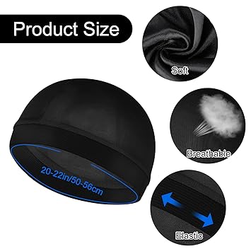 Wave Cap, Silk Stocking Wave Caps for 360 540 720 Waves, Silky Durag for Men, Soft Breathable Stain Caps Skullies Beanies Hats Shower Cap