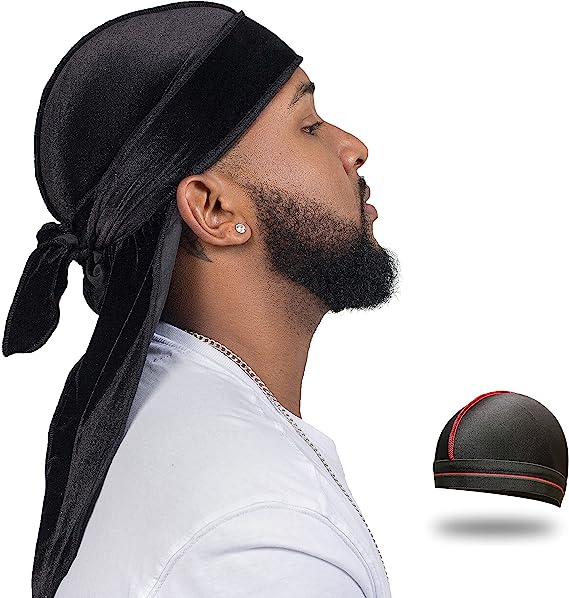 Velvet Durag for Men Wave Cap Velvet Dorag for Men Women 360 Wave