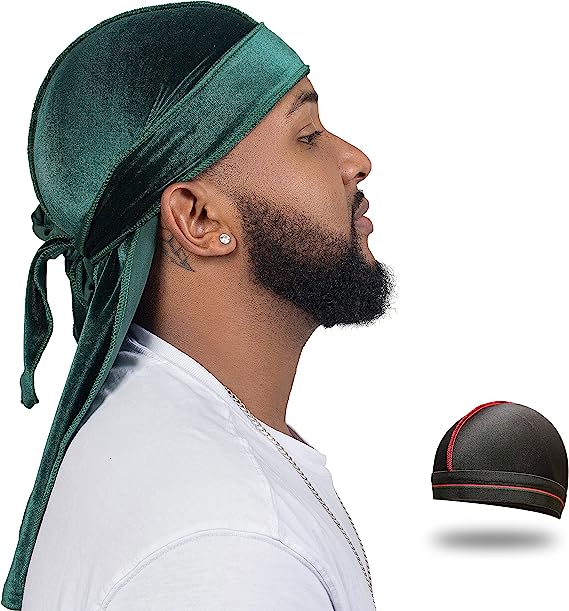 Velvet Durag for Men Wave Cap Velvet Dorag for Men Women 360 Wave