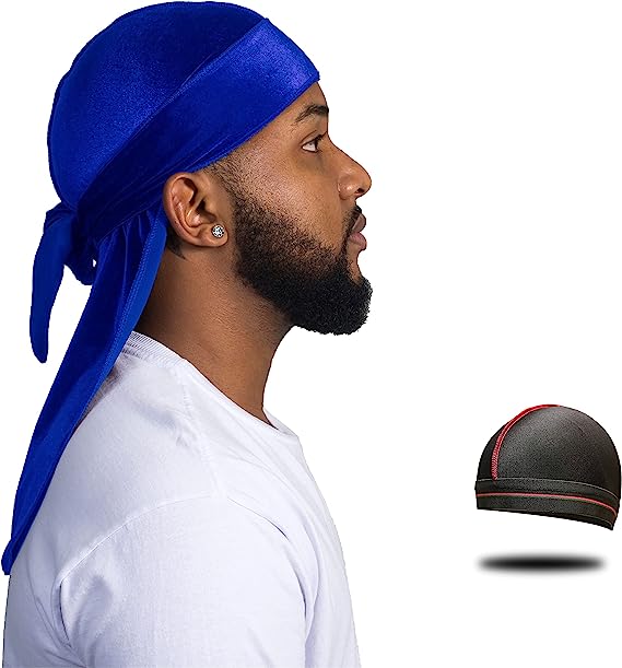 Velvet Durag for Men Wave Cap Velvet Dorag for Men Women 360 Wave