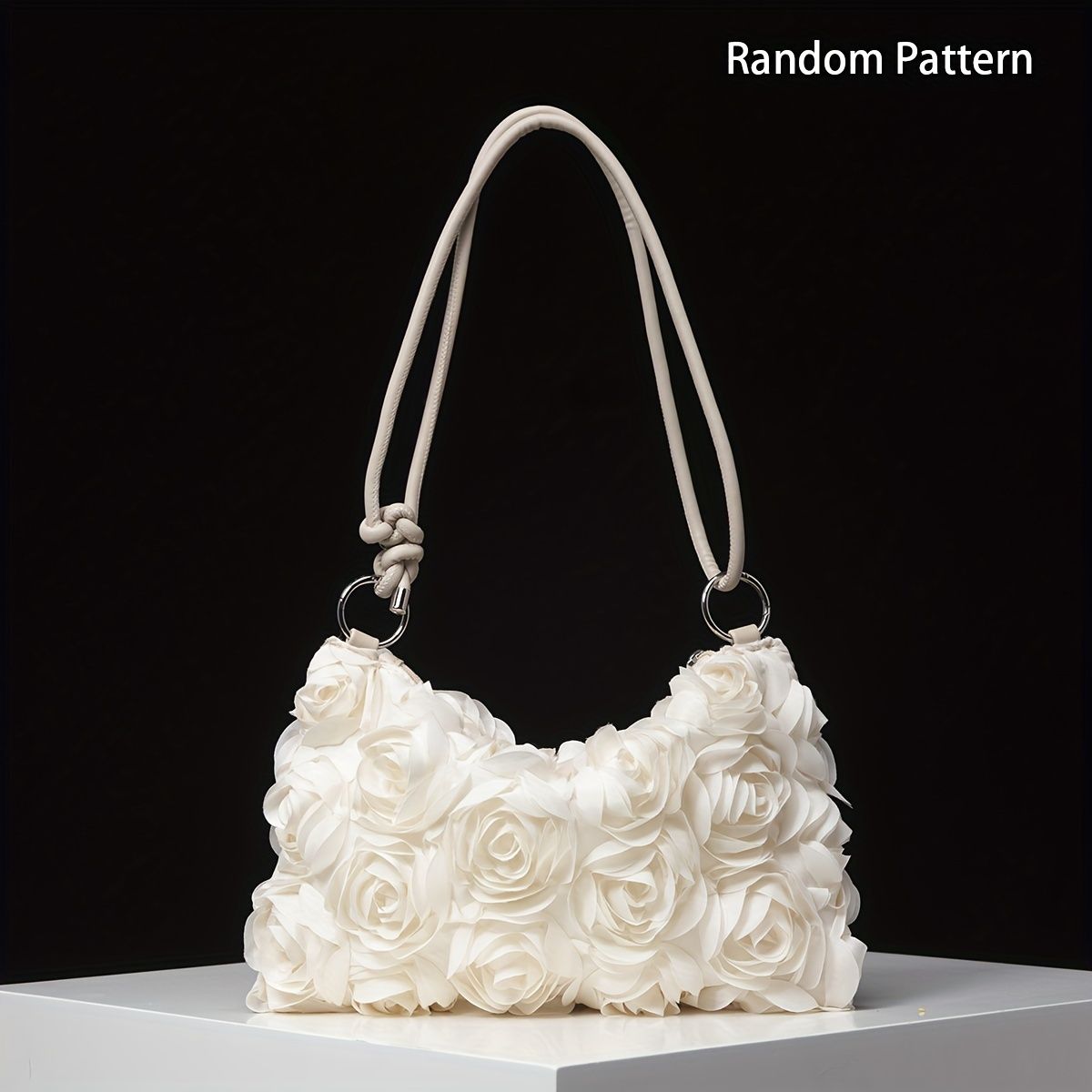 Lady tote bag made of fabric, stylish and elegant, long style, small rose-shaped pocket handbag, crossbody bag, new style women's bag, high appearance level