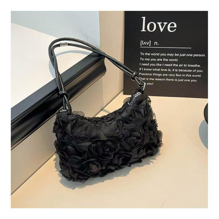 Lady tote bag made of fabric, stylish and elegant, long style, small rose-shaped pocket handbag, crossbody bag, new style women's bag, high appearance level