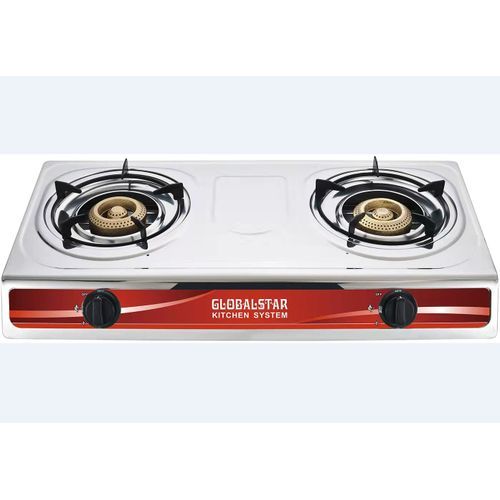 GS-S206ZB Double Burner Gas Stove Stainless Steel - White