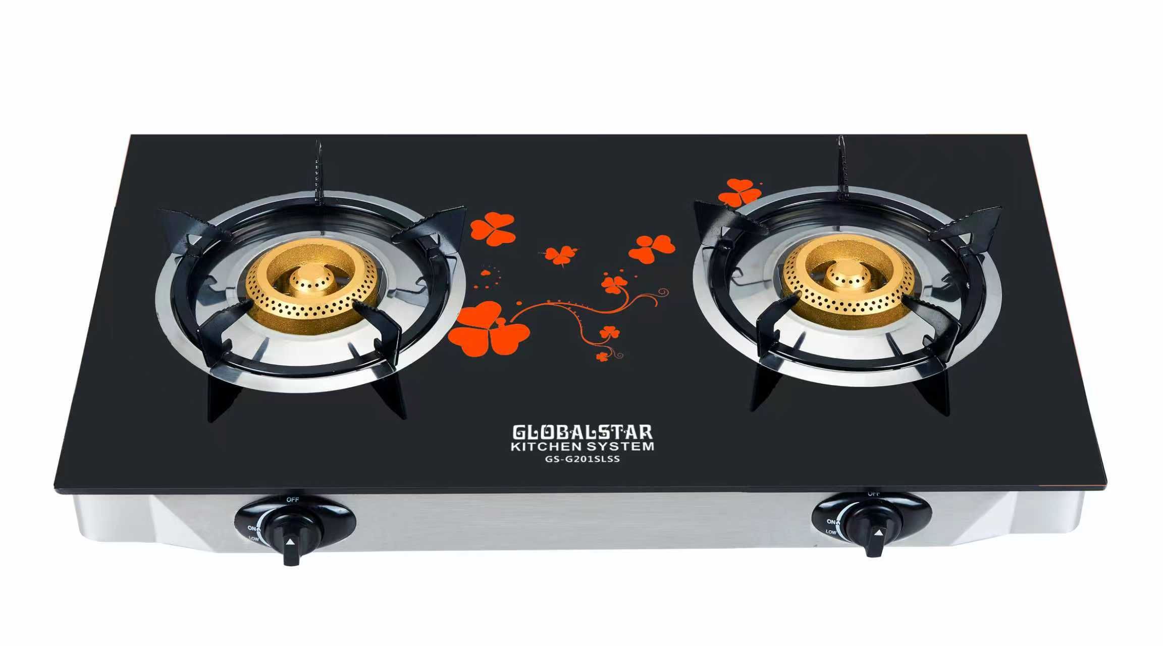 GS-G201SLSS  Double Burner GLASS Gas Stove