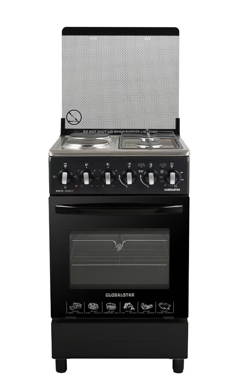 KZ650(2+2) Gas Cooker 2 Gas + 2 Electric Oven - Black