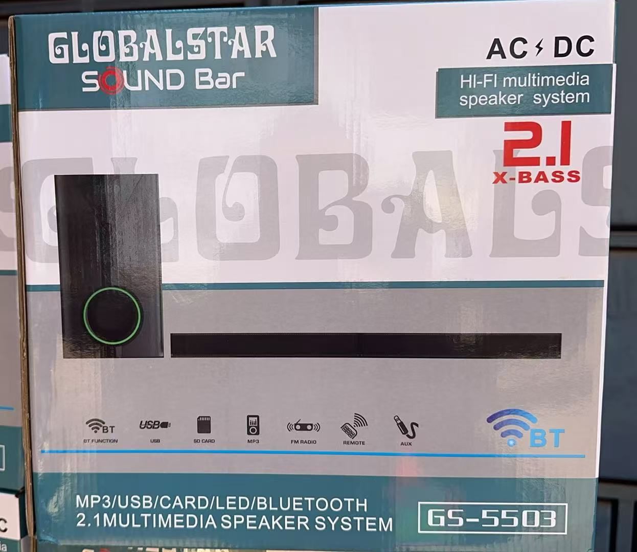 GS-5503 2.1CH Sound Bar SubWoofer With Bluetooth Home Theatrer - Black