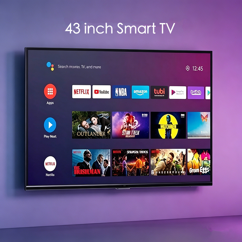 Globalstar 43" Frameless Smart Android LED TV – 1366×768 HD, Surround Sound, USB Recording, 3×HDMI, YouTube/Netflix – Energy Saving