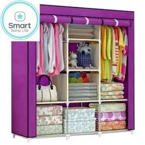 3 Column Portable Wardrobe -Heavy-Duty Steel Frame: Built with thickened, rust-resistant carbon steel pipes and strong plastic joints, ensuring the unit stands steady even when fully loaded with