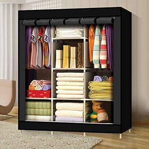 3 Column Portable Wardrobe -Heavy-Duty Steel Frame: Built with thickened, rust-resistant carbon steel pipes and strong plastic joints, ensuring the unit stands steady even when fully loaded with