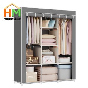 3 Column Portable Wardrobe -Heavy-Duty Steel Frame: Built with thickened, rust-resistant carbon steel pipes and strong plastic joints, ensuring the unit stands steady even when fully loaded with