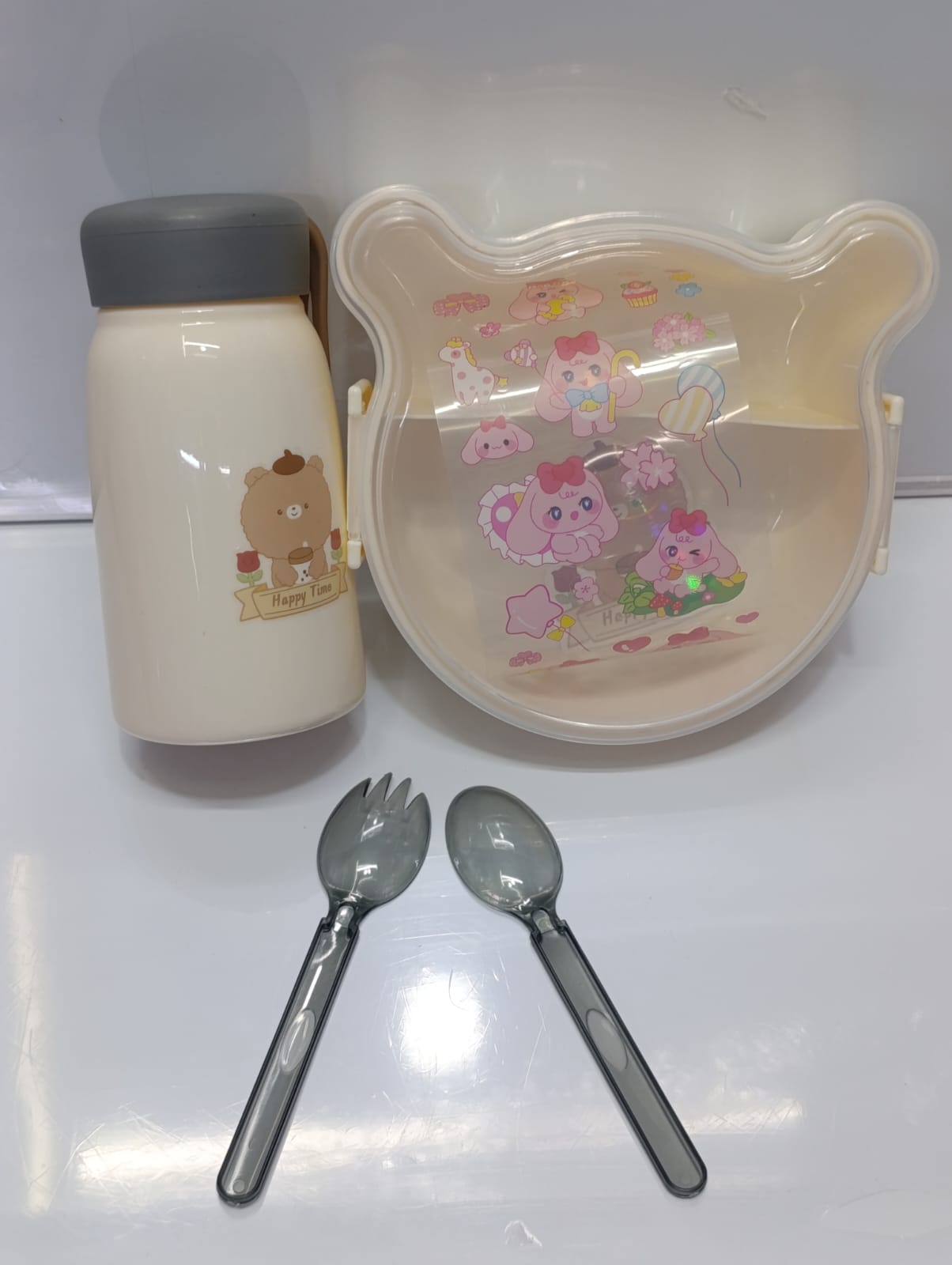 Kids Lunch Box & Water Bottle Set | With Spoon & Fork | School Meal Set