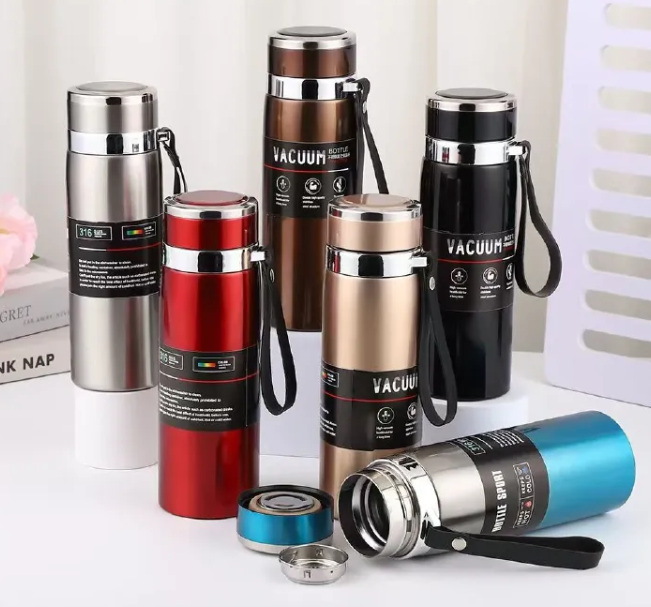 2-Layer Stainless Steel Vacuum Thermos Cup - Insulated Travel Mug, Leak-Proof Lid, Hot & Cold Beverage Flask for Coffee, Tea, and Water