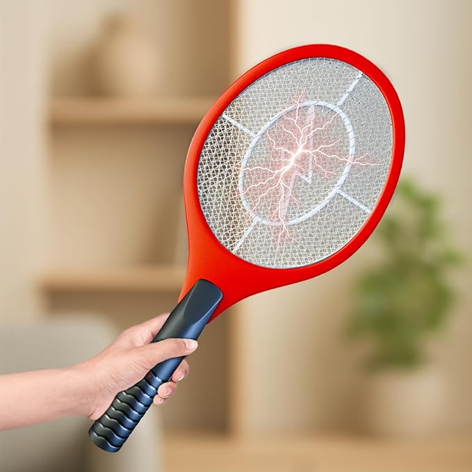 Electric Mosquito & Fly Racket/Swatter - Rechargeable Insect Swatter with LED Light, Portable Bug Zapper for Indoor & Outdoor Use, Safe & Effective Insect Killer
