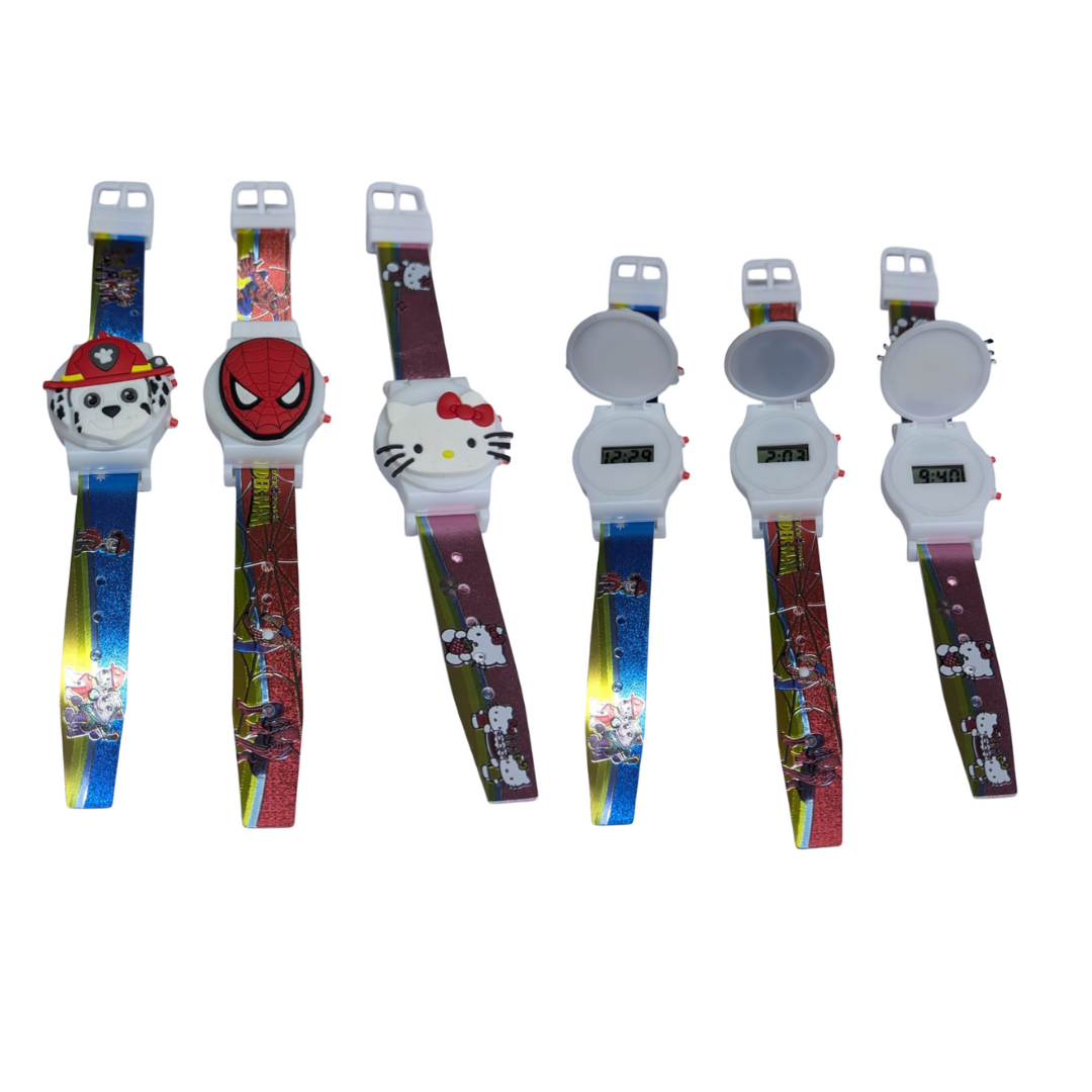 Kids Cartoon Digital Wrist Watch - 3D Character Design, LED Backlight Display, Water-Resistant & Adjustable Strap, Fun Timepiece for Boys and Girls