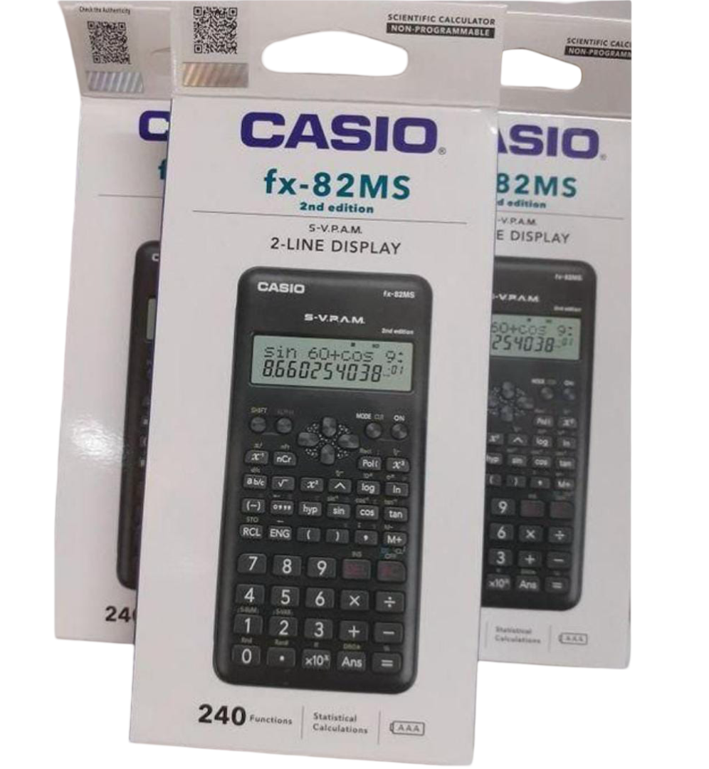 Casio fx-82MS 2nd Edition Scientific Calculator – Non-Programmable with 240 Functions, Solar + Battery Power, 2-Line Display | For Students, Engineers & Professionals