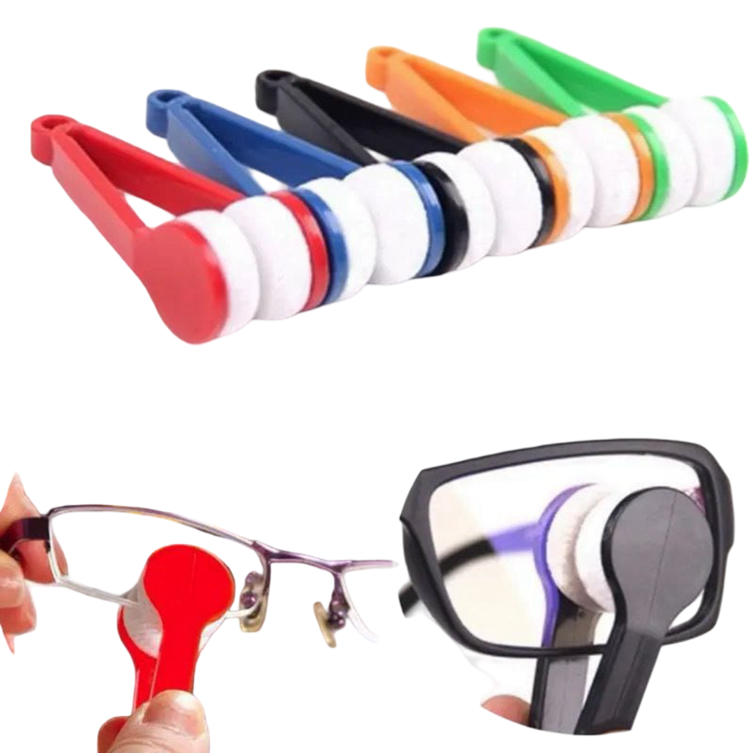 Mini Portable Glasses Cleaning Kit – Multifunctional Eyeglass & Sunglass Cleaner with Microfiber Cloth & Retractable Brush | Lens Cleaning for Glasses, Phones & Screens