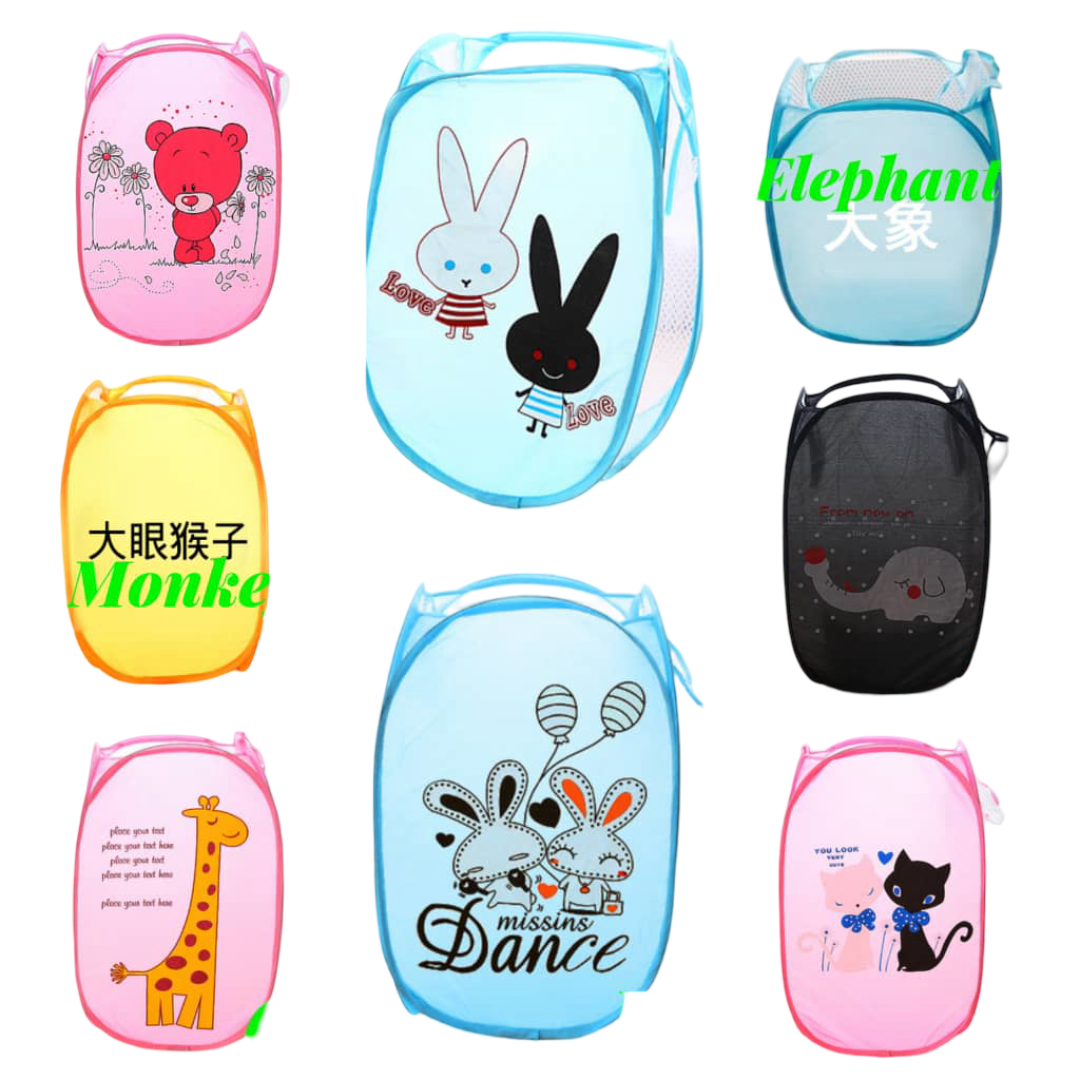 Kids Cartoon Themed Laundry Basket Bags – Foldable Storage Bags with Fun Designs | Portable, Lightweight, and Washable Toy & Clothes Organizer for Children’s Room