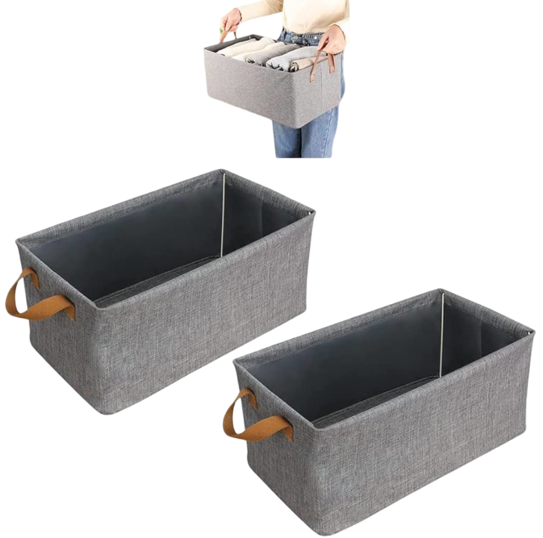 47x29x20cm Foldable Clothes Storage Bag – Grey Laundry Bin & Wardrobe Organizer | Collapsible, Breathable, Multi-Use Storage with Demo Video