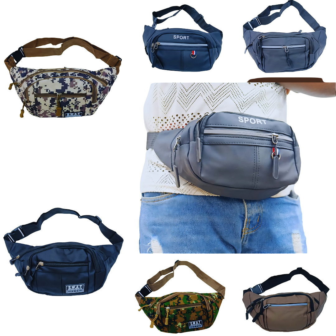 Adjustable Waist Bag – Water-Resistant Fanny Pack with Multiple Pockets for Phone, Wallet, Keys, Perfect for Running, Travel, Festivals & Daily Use