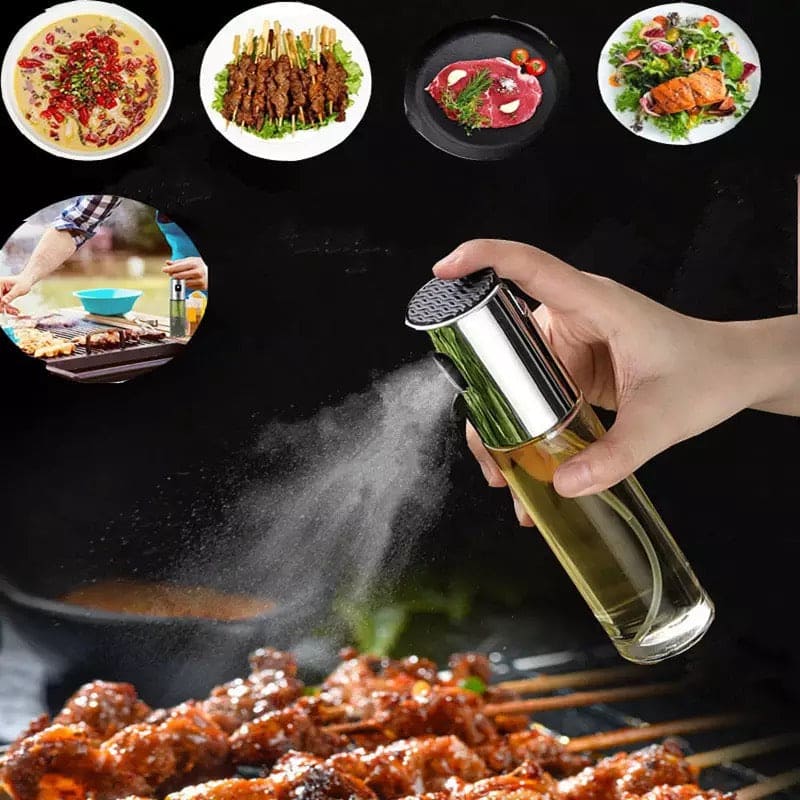 100ml Glass Oil Spray Bottle – Food‑Safe Misting Dispenser for Cooking Oil, Vinegar & Sauces, Stainless Steel Pump, for Air Fryer, Baking, Salads & Grilling