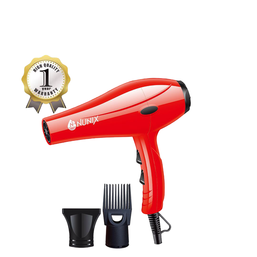 Nunix  Professional Hair Dryer – 2200W Ionic Fast Drying, Lightweight with Concentrator & Diffuser, for Smooth, Shiny & Frizz‑Free Hair Styling