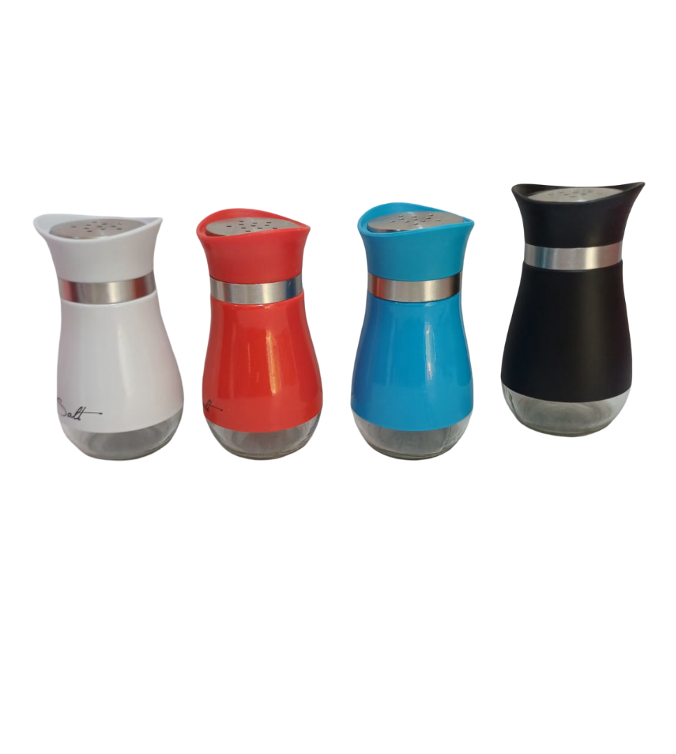 1 Piece Modern Glass Spice Shaker  Colorful Seasoning Dispensers with Stainless Steel Lids, Adjustable Pourers & Kitchen Counter Canisters