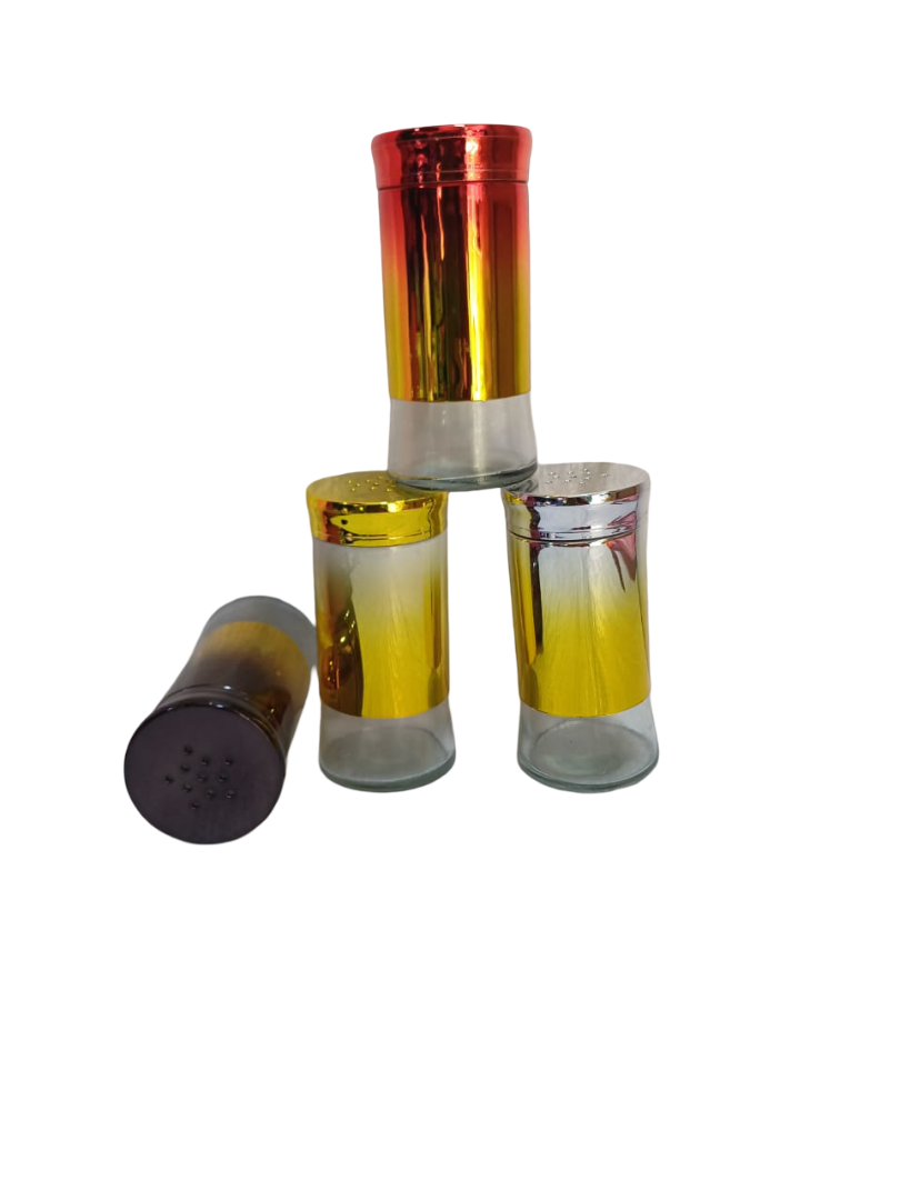 1 Piece Modern Glass Spice Shaker Colorful Seasoning Dispensers with Stainless Steel Lids, Adjustable Pourers & Kitchen Counter Canisters
