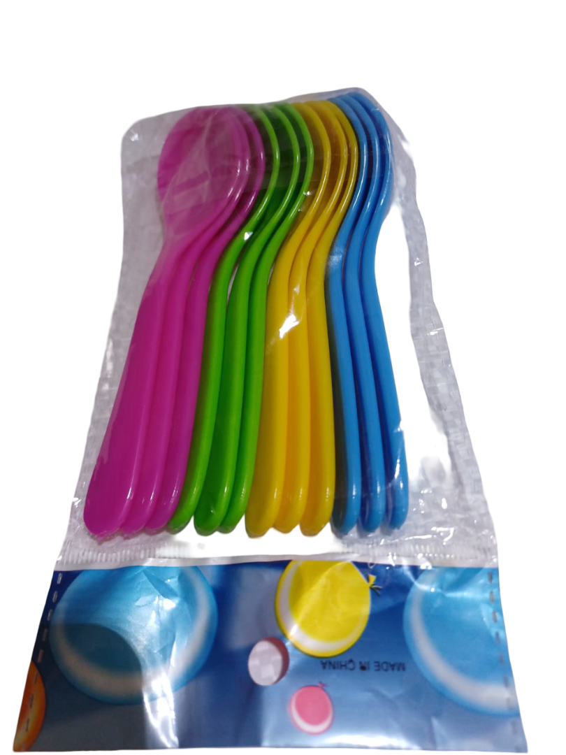 12-Piece Colorful Plastic Spoon Set – Durable Reusable Cutlery, BPA-Free Mixology Spoons for Parties, Picnics & Everyday Use