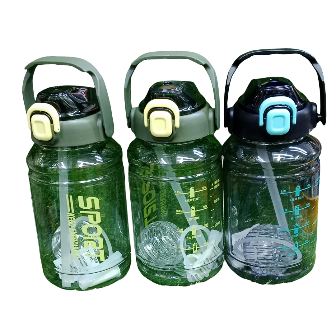 Motivational Sports Water Bottle with Mixing Ball – 1L BPA-Free Tritan Shaker, Leak-Proof Protein Mixer & Fitness Companion