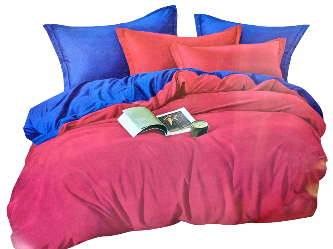 Double-sided pure cotton duvet cover set – 1 bedsheet, 4 pillow cases, 6x7 size, reversible breathable bedding for all-season comfort