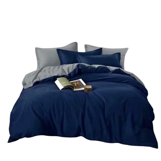 Double-sided pure cotton duvet cover set – 1 bedsheet, 4 pillow cases, 6x7 size, reversible breathable bedding for all-season comfort