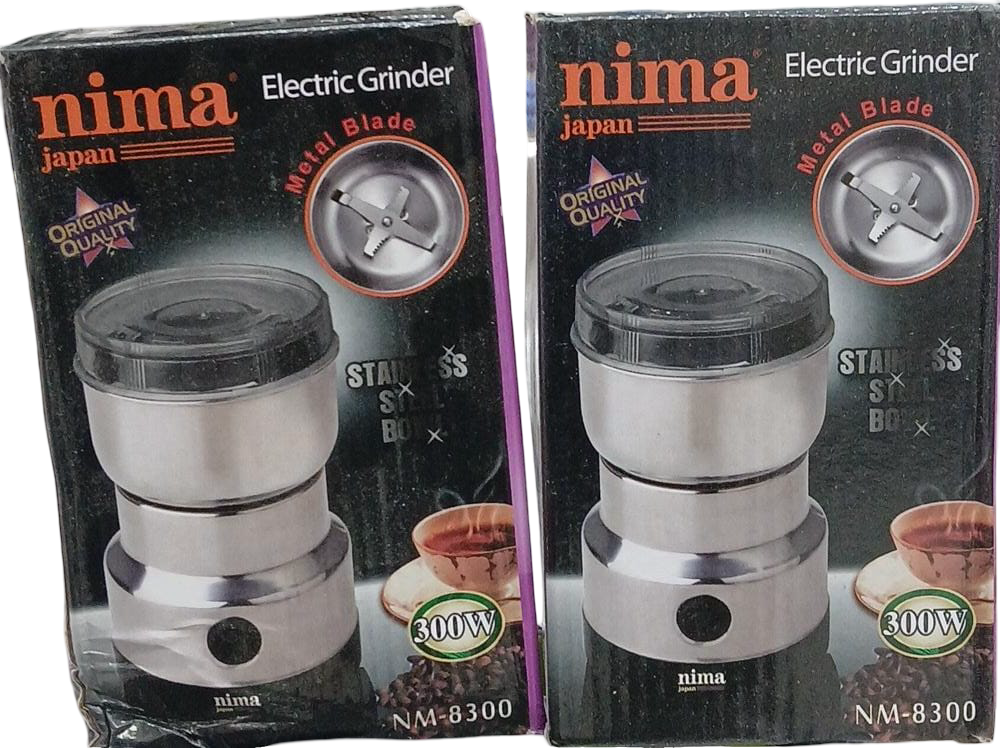Nima Japan electric grinder NM-8300 – 300W stainless steel spice and coffee grinder, multi-purpose portable milling machine for dry grains nuts herbs, powerful high-speed motor