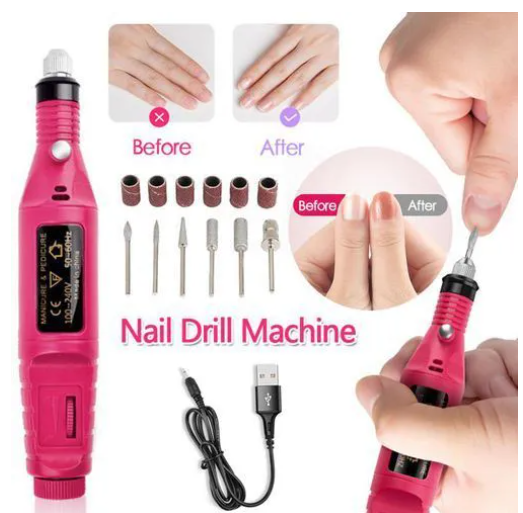 Electric nail drill machine for removing gel – professional e-file kit, ceramic and carbide bits, portable rechargeable drill for gel polish acrylic removal and natural nail care