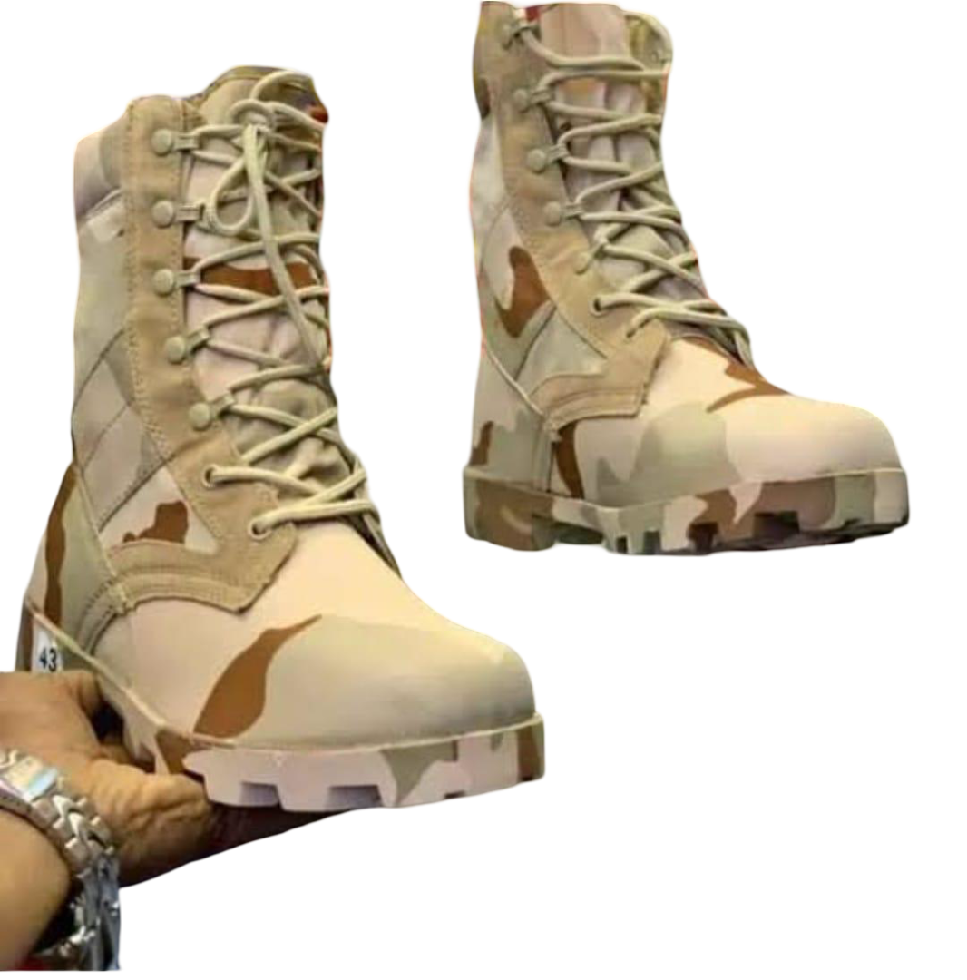 Men's Military Combat Boots – Camouflage High-Top Tactical Outdoor Footwear, Lightweight Water-Resistant Hiking Boots with Anti-Slip Rubber Sole, Durable Army Jungle Boots for Hunting & Adventure