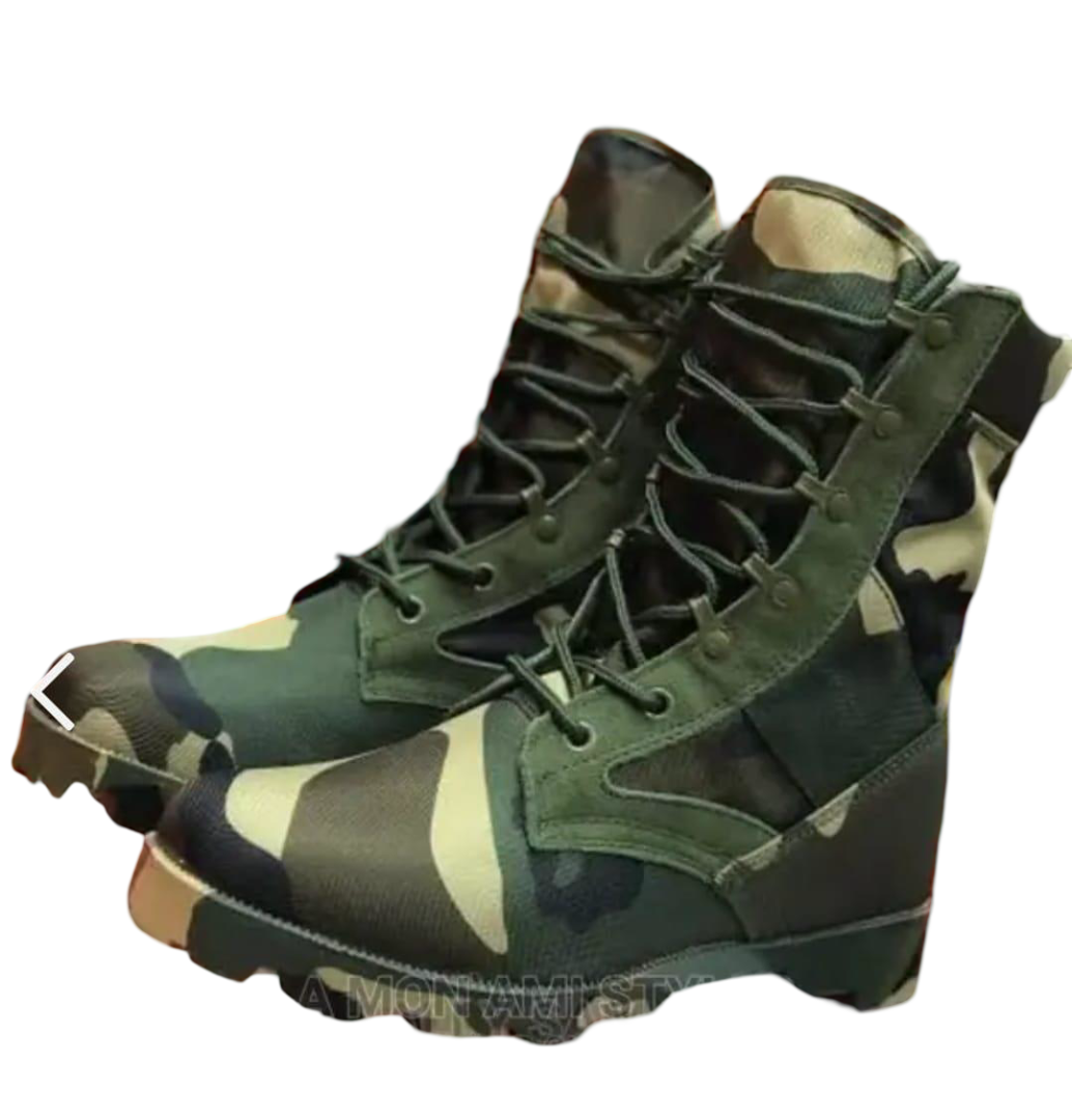 Men's Military Combat Boots – Camouflage High-Top Tactical Outdoor Footwear, Lightweight Water-Resistant Hiking Boots with Anti-Slip Rubber Sole, Durable Army Jungle Boots for Hunting & Adventure