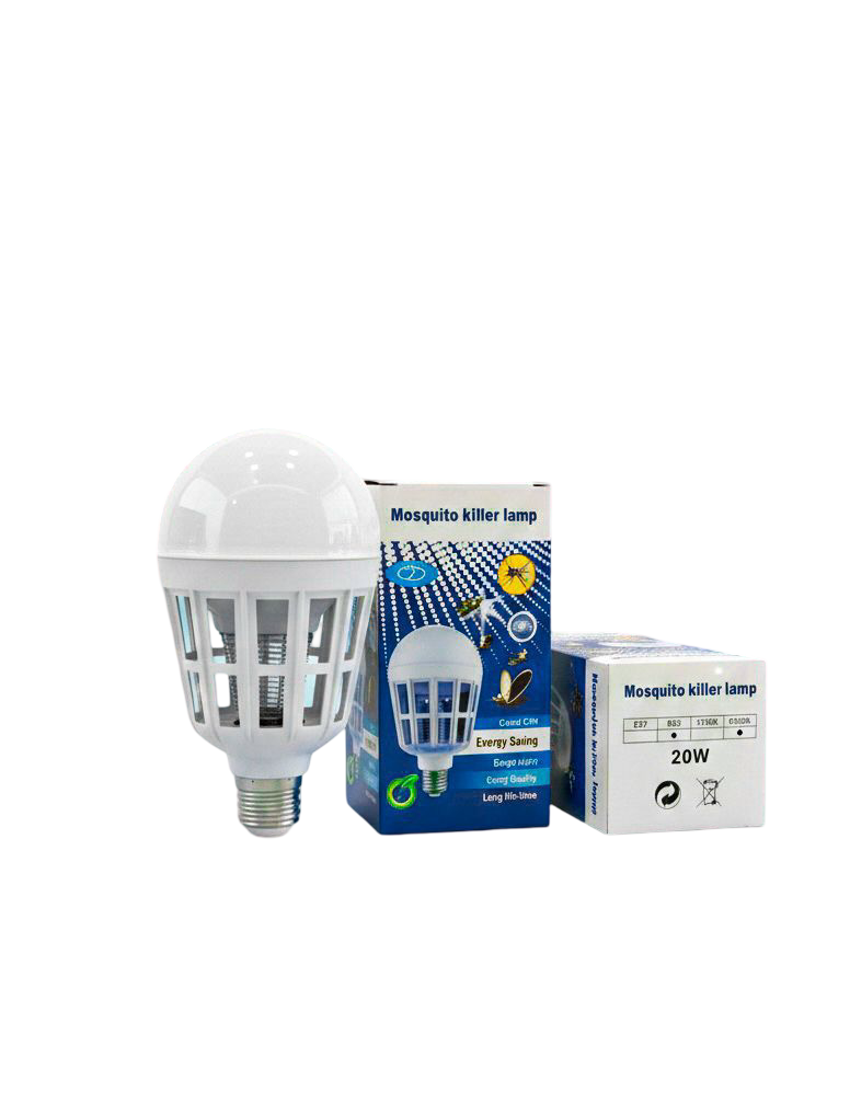 Dual‑Purpose 20W LED Mosquito Killer Lamp – 2‑in‑1 E27 Bug Zapper & Light Bulb with Blue UV Attraction, Chemical‑Free Indoor Insect Trap for Home, Bedroom & Kitchen (360° Illumination)