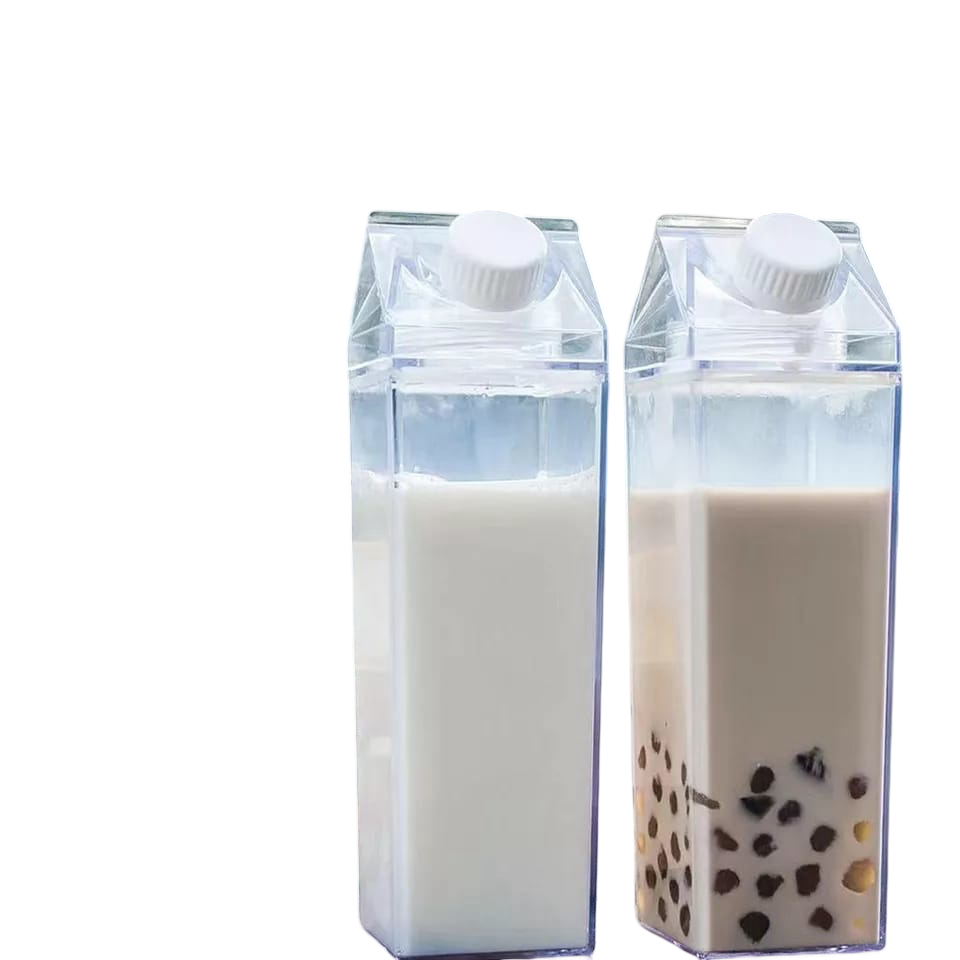 1 pc 1L acrylic fridge bottle with tight duo lid - available in clear , milk , strawberry and coloured design