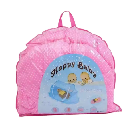 Baby zip closer mosquito net with mattress and pillow – 3-piece folding baby bedding set, portable U-shaped design with double zipper heads, includes soft mattress and pillow