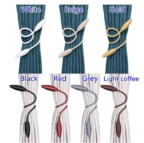 2PCS Arbitrary Shape Strong Curtain Tiebacks – Twistable Metal/Faux Leather Drapery Holdbacks, Flexible Curtain Holders for Living Room Bedroom, Adjustable Universal Window Treatment Accessories