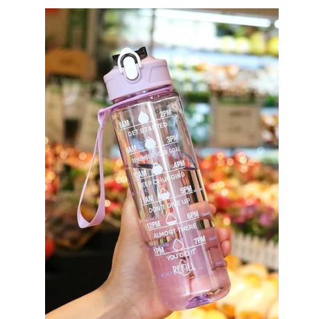 Motivational Water Bottle with Time Markers, 900ML, Leak-Proof Safety Lock, Silicone Straw (Multicolor) – Large Capacity Fitness Jug for Gym & Office, Reminder Sports Water Bottle