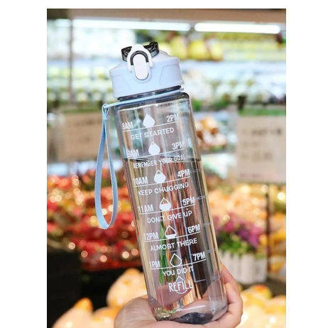 Motivational Water Bottle with Time Markers, 900ML, Leak-Proof Safety Lock, Silicone Straw (Multicolor) – Large Capacity Fitness Jug for Gym & Office, Reminder Sports Water Bottle
