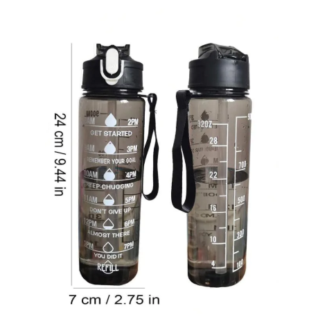 Motivational Water Bottle with Time Markers, 900ML, Leak-Proof Safety Lock, Silicone Straw (Multicolor) – Large Capacity Fitness Jug for Gym & Office, Reminder Sports Water Bottle