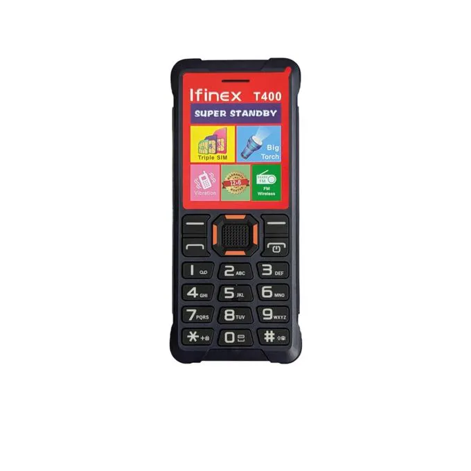 Ifinex T400 TRIPLE SIM CARD FEATURE PHONE WITH Bluetooth /Wireless FM/SD Slot kabambe/katululu/mulika mwizi/button feature phone +FREE GIFTS(EARPODS +SMARTWATCH)